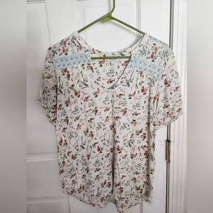Lucky Brand mixed print peasant top